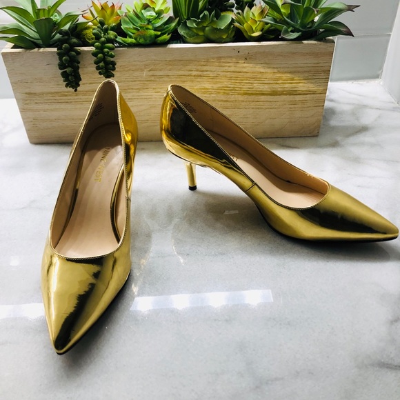 Nine West Shoes - Nine West Metallic Gold Margot Pumps, 6